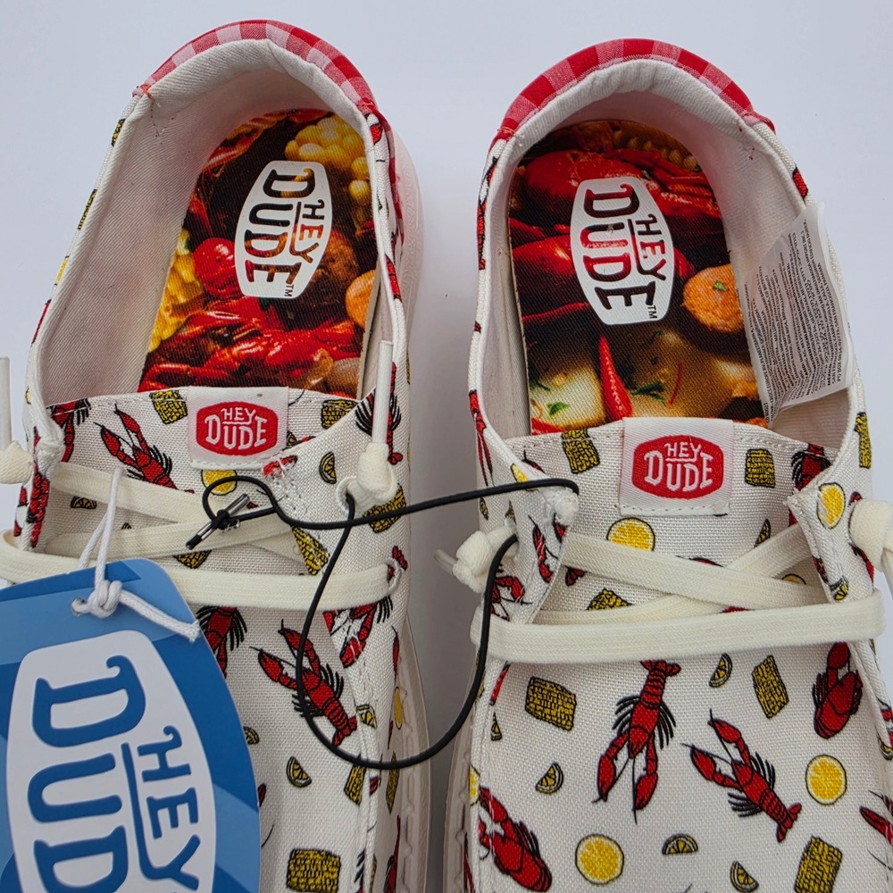 Hey Dude Wendy Crawfish Boil White Multi Canvas Slip On Shoes Womens W7, NWOB - Picture 5 of 8